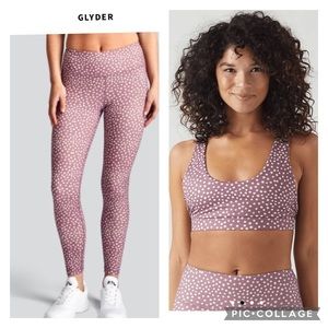 Glyder Spotted Mauve Bra + Leggings small NWT